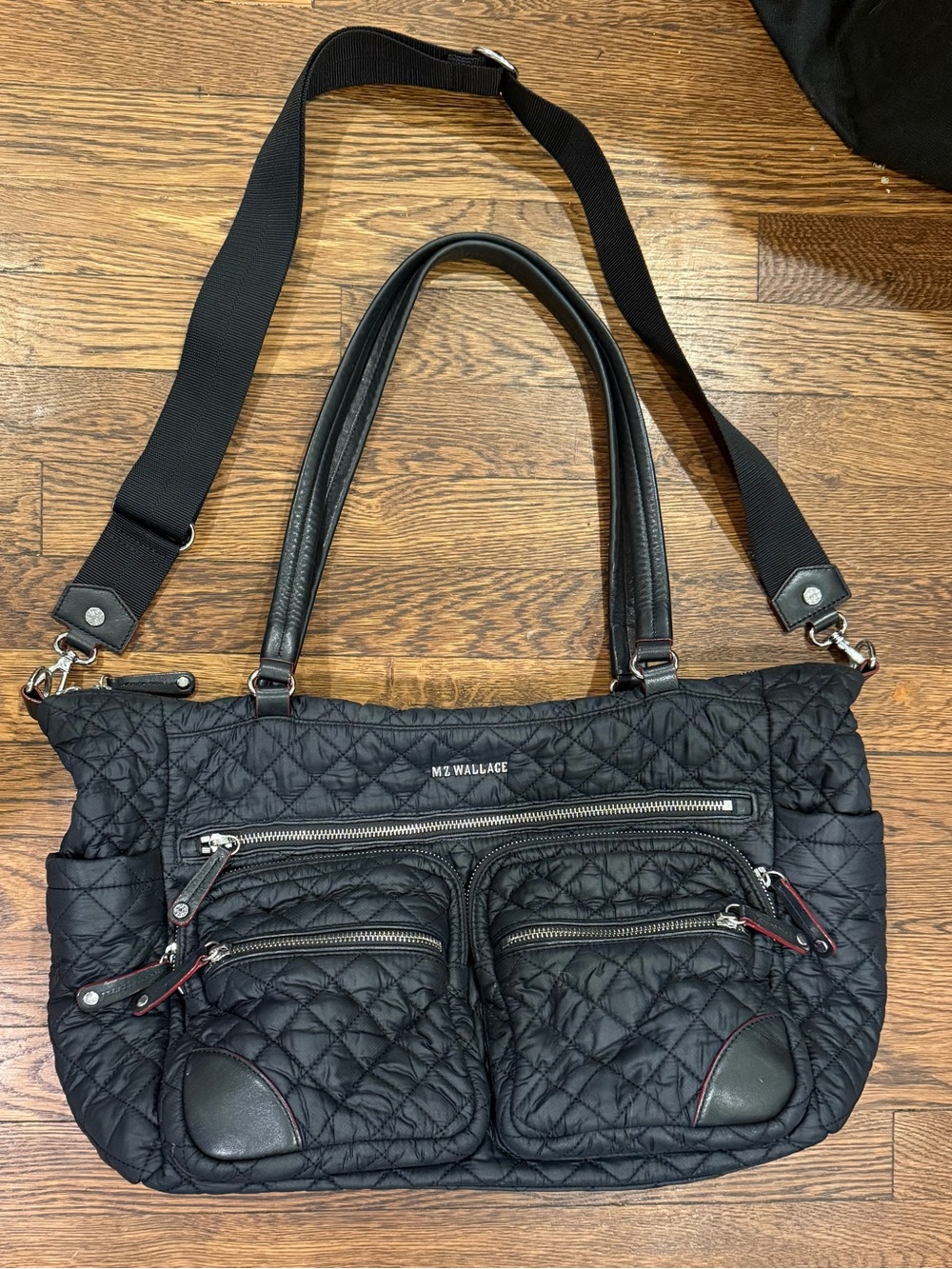 MZ Wallace Black Crosby Traveler Duffle Overnight Weekender Bag